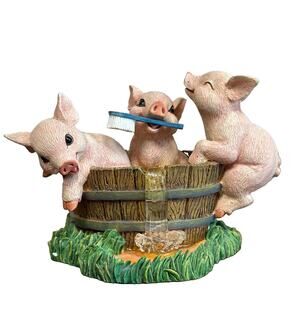 The Hamilton Collection Figurine Scrub A Dub Dub Farm Livin’ Piglets Collection